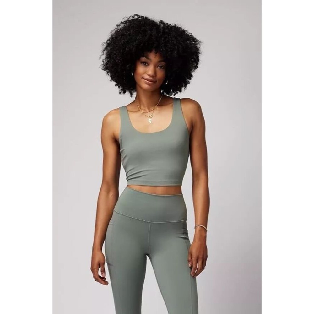 SPIRITUAL GANGSTER Indie Dream Tech Eco Jersey Bra L Agave Green NWT B51